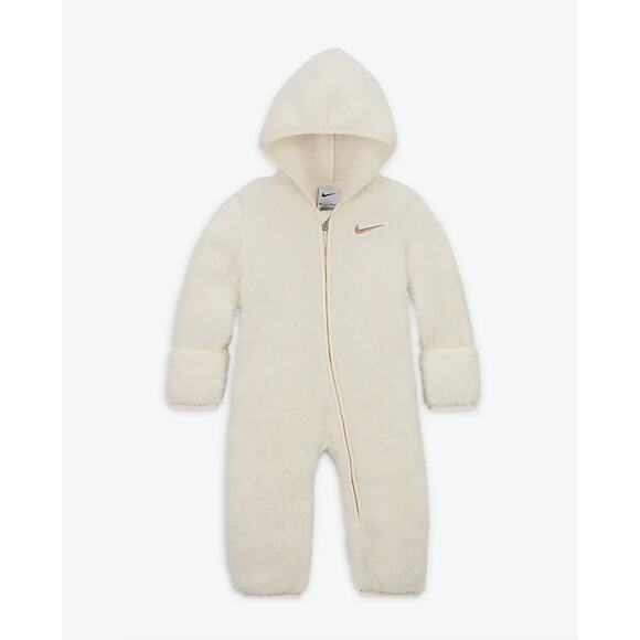 Nike Hooded Sherpa Baby Coverall in Pale Ivory 6M - Picture 1 of 9